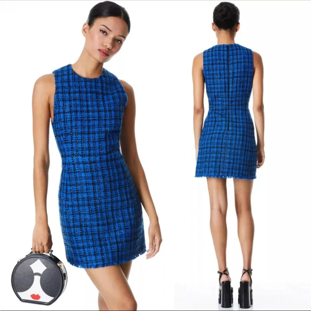 Alice + Olivia Blue Plaid Mini Dress